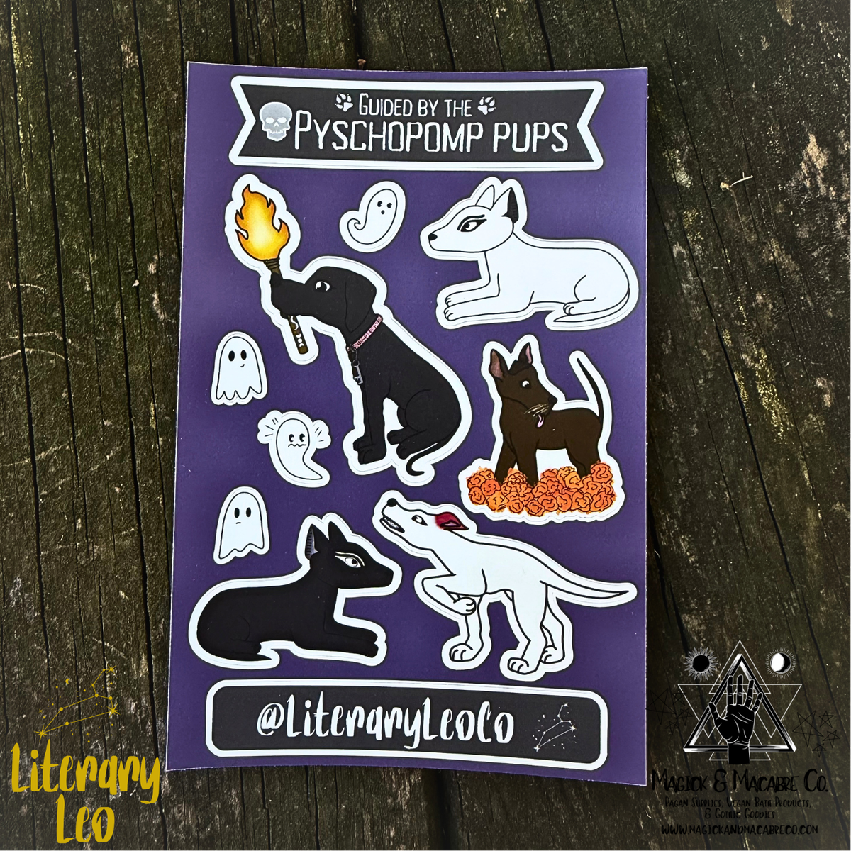 Psychopomp Pups Sticker Sheet | Witchy Sticker Sheet | Hecate | Anubis | Wepwawet | Xoloitzcuintle | Cŵn Annwn