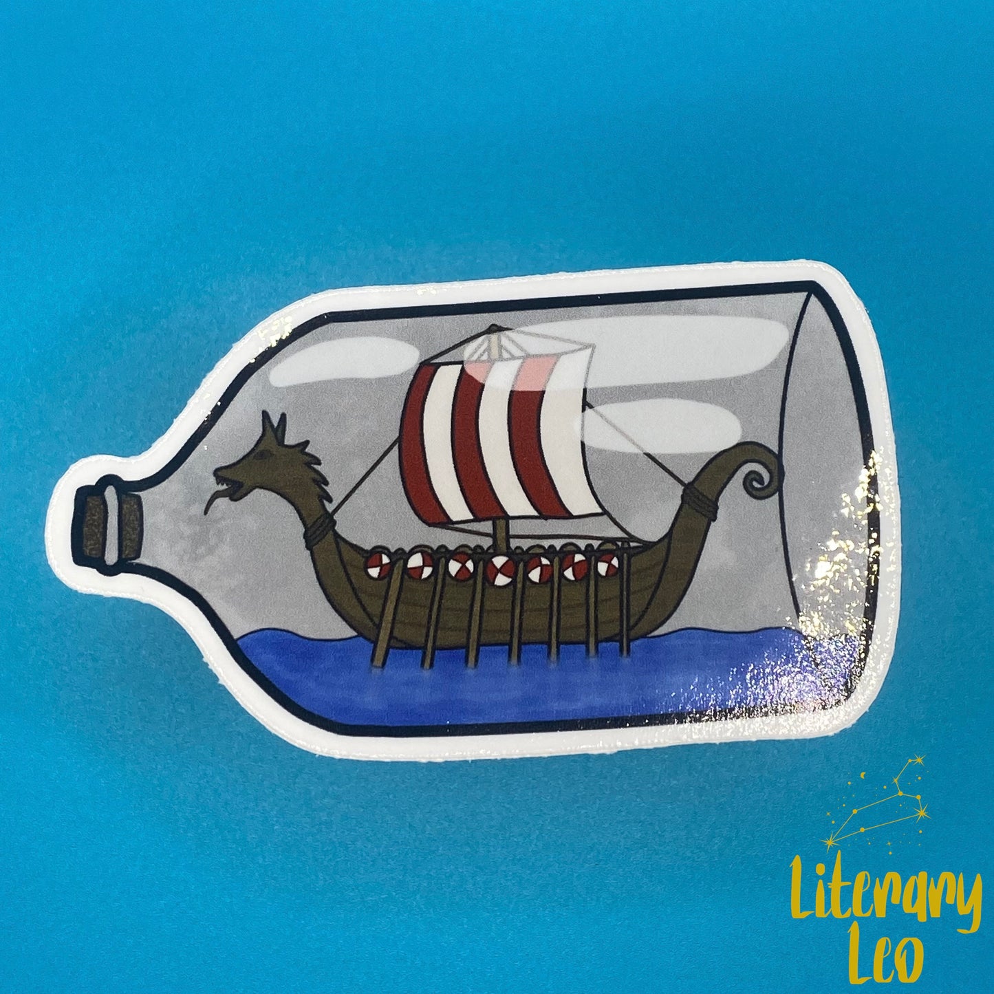 Viking Ship in a Bottle Sticker