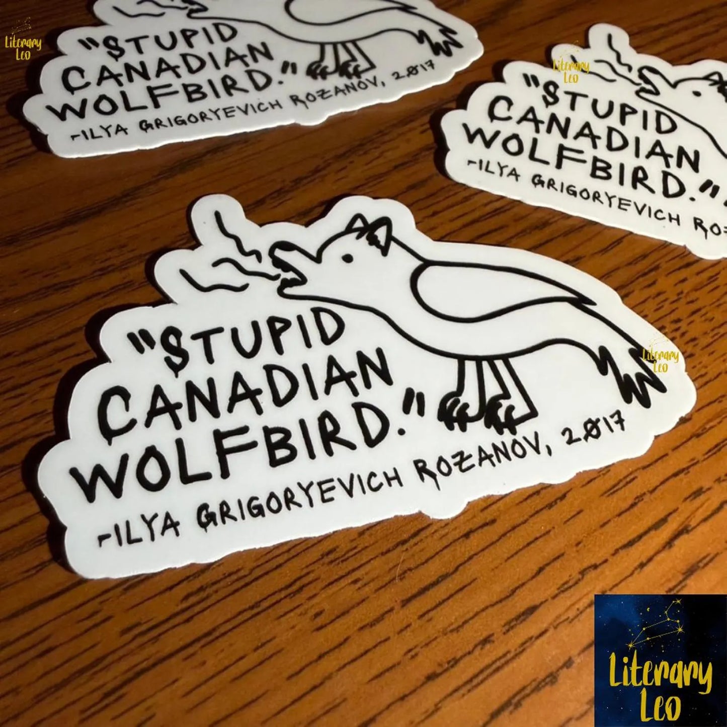 Stupid Canadian Wolf Bird Doodle Sticker | Sports Romance | Ilya Rozonov | Hollanov | Booktok Sticker