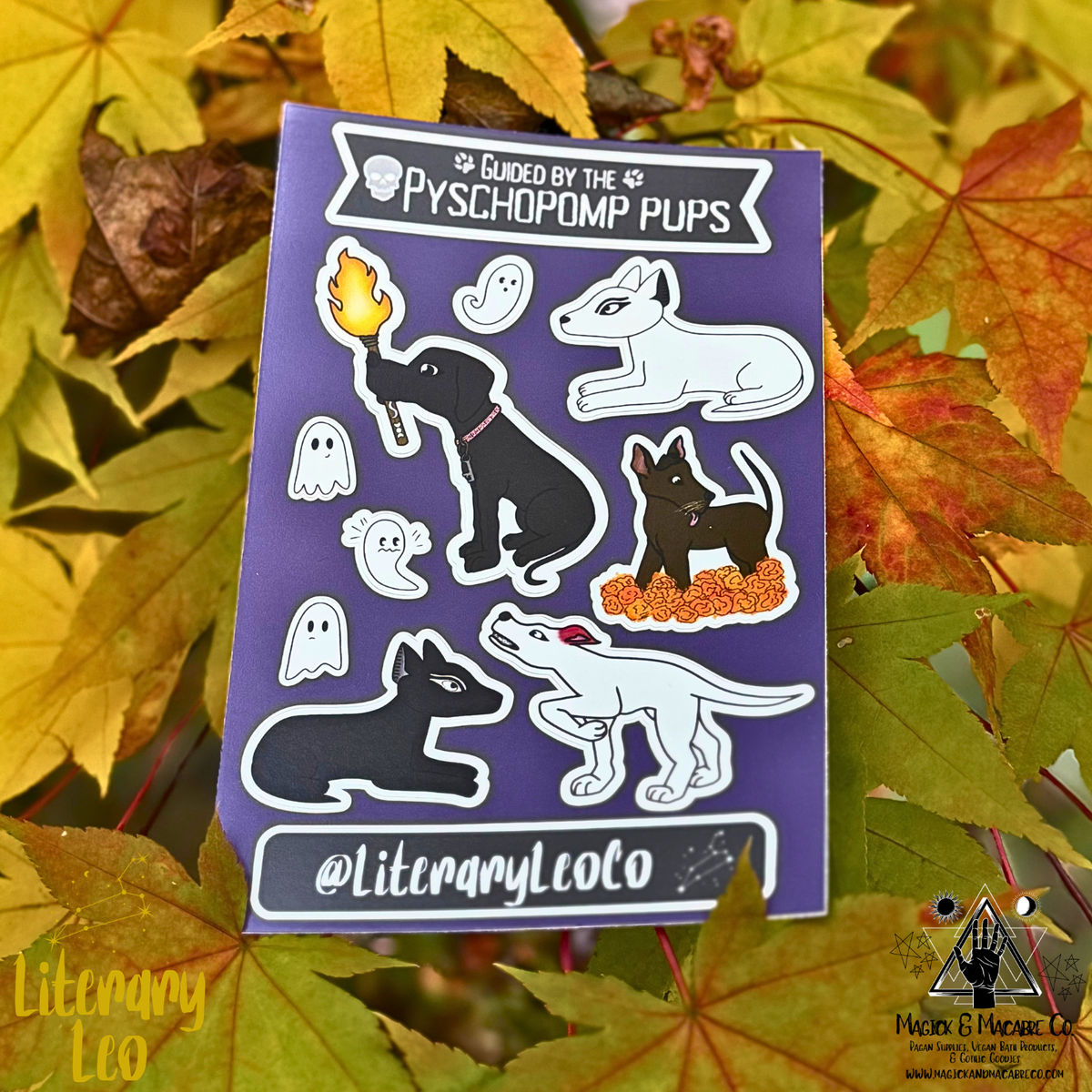 Psychopomp Pups Sticker Sheet | Witchy Sticker Sheet | Hecate | Anubis | Wepwawet | Xoloitzcuintle | Cŵn Annwn