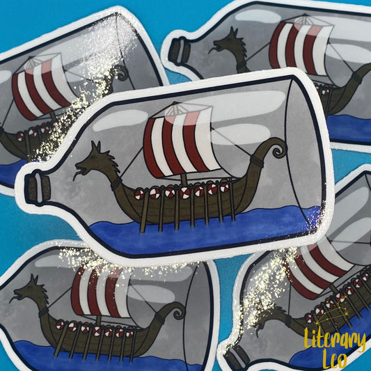 Viking Ship in a Bottle Sticker