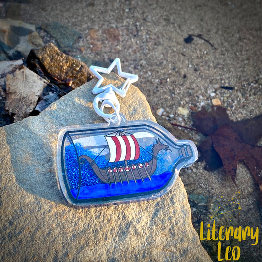 Viking Ship in a Bottle Mini Shaker Keychain