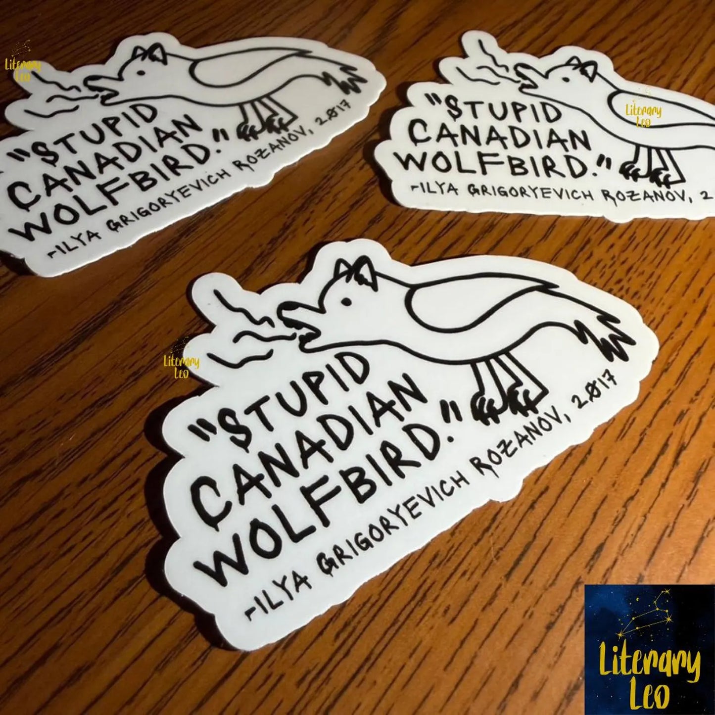 Stupid Canadian Wolf Bird Doodle Sticker | Sports Romance | Ilya Rozonov | Hollanov | Booktok Sticker